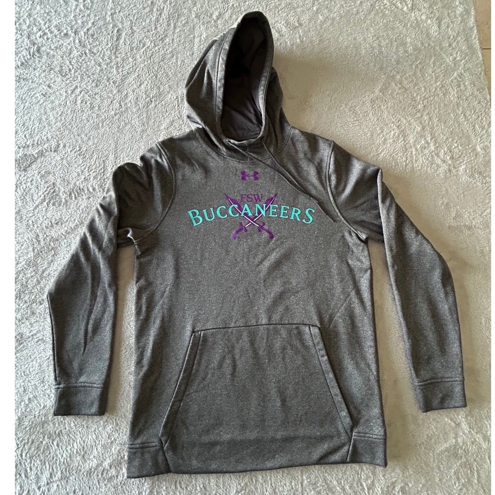 Under Armour Mens FSW Buccaneers ColdGear Hoodie Grey Small S College School - Picture 2 of 10